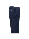 Paul Fredrick Denim Flat Front Pants In Blue