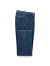 Paul Fredrick Denim Flat Front Pants In Blue