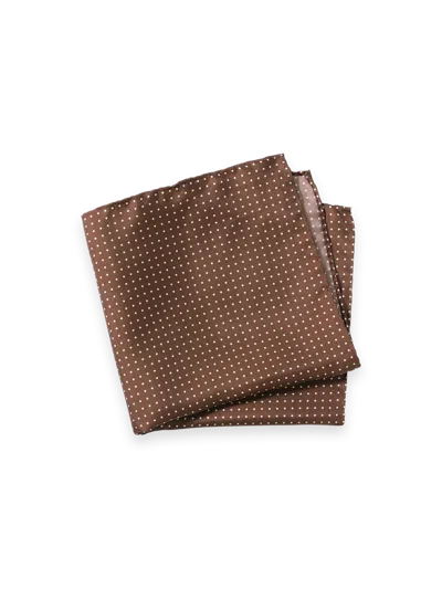 Paul Fredrick Dot Silk Pocket Square In Brown