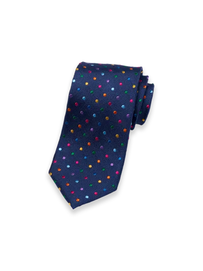 Paul Fredrick Dot Woven Silk Tie In Blue