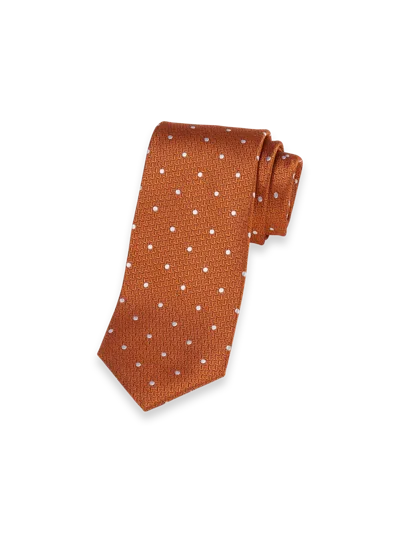 Paul Fredrick Dot Woven Silk Tie In Orange