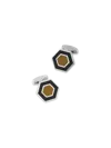 Paul Fredrick Enamel Hexagon Cufflinks In Metallic