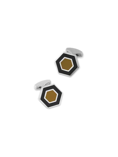 Paul Fredrick Enamel Hexagon Cufflinks In Metallic