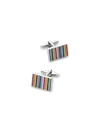 Paul Fredrick Enamel Multi Stripe Cufflinks In Multi