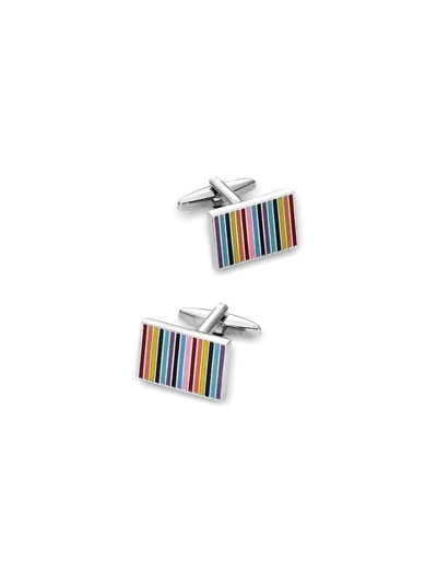 Paul Fredrick Enamel Multi Stripe Cufflinks
