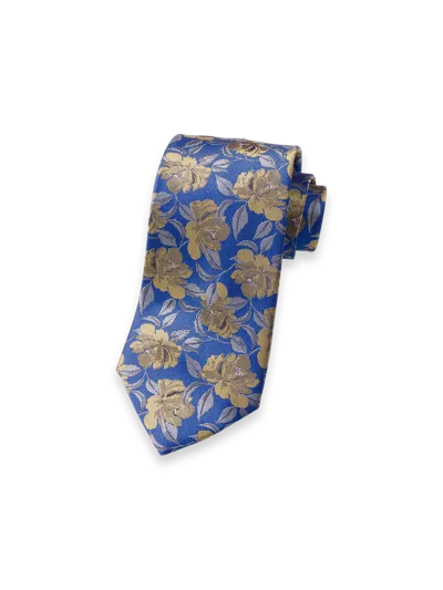 Paul Fredrick Floral Woven Silk Tie In Blue