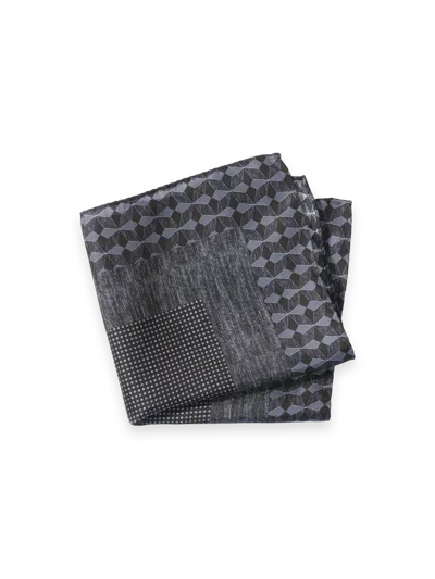 Paul Fredrick Geometric Silk Pocket Square In Black