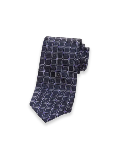 Paul Fredrick Geometric Woven Silk Tie In Blue