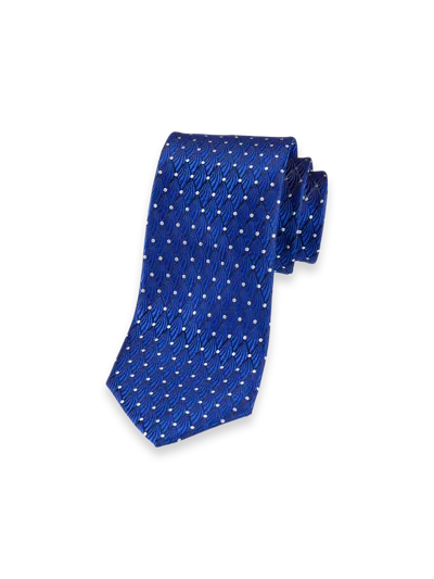 Paul Fredrick Geometric Woven Silk Tie In Blue