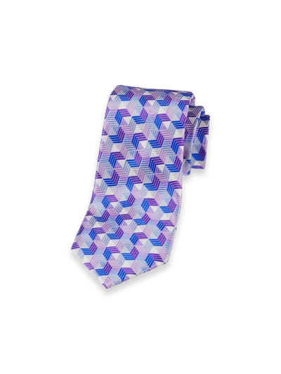 Paul Fredrick Geometric Woven Silk Tie In Blue