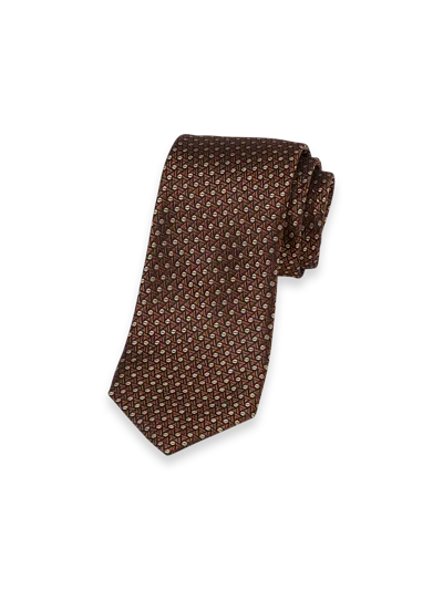 Paul Fredrick Geometric Woven Silk Tie In Brown