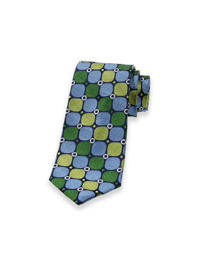 Paul Fredrick Geometric Woven Silk Tie In Green