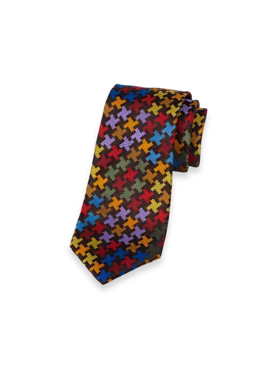 Paul Fredrick Geometric Woven Silk Tie In Multi