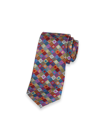 Paul Fredrick Geometric Woven Silk Tie In Multi