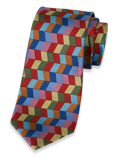 Paul Fredrick Geometric Woven Silk Tie In Multi