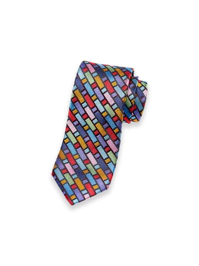 Paul Fredrick Geometric Woven Silk Tie In Multi