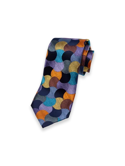 Paul Fredrick Geometric Woven Silk Tie In Multi