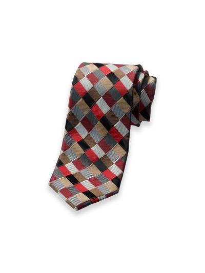 Paul Fredrick Geometric Woven Silk Tie In Multi