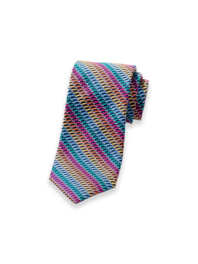 Paul Fredrick Geometric Woven Silk Tie In Multi