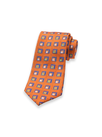 Paul Fredrick Geometric Woven Silk Tie In Multi
