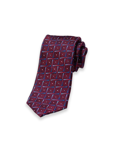 Paul Fredrick Geometric Woven Silk Tie In Burgundy
