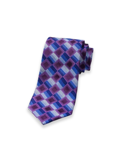 Paul Fredrick Geometric Woven Silk Tie In Purple