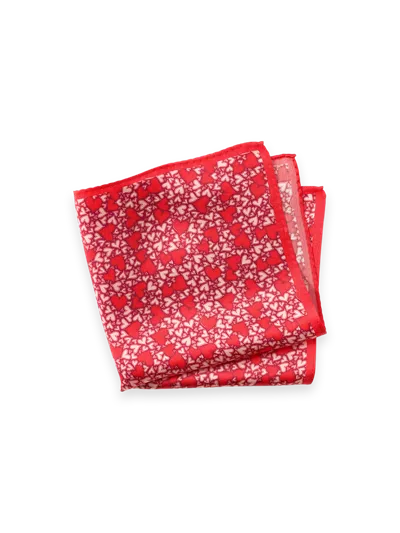 Paul Fredrick Hearts Silk Pocket Square In Red
