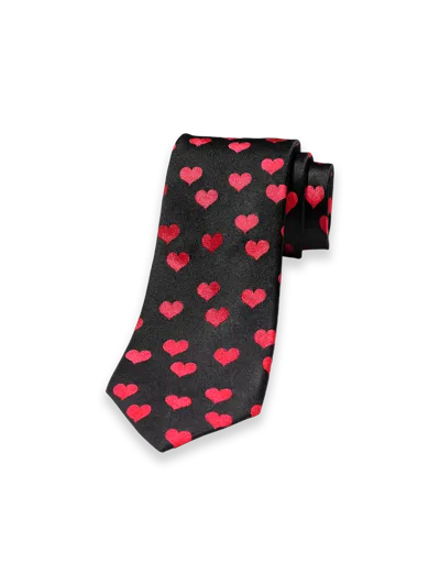Paul Fredrick Hearts Woven Silk Tie In Black