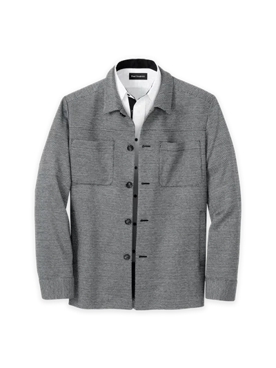 Paul Fredrick Herringbone Shirt Jacket In Gray