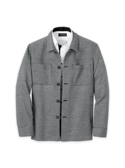 Paul Fredrick Herringbone Shirt Jacket In Gray