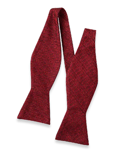 Paul Fredrick Herringbone Woven Silk Self-tie Bow Tie In Red