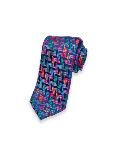 Paul Fredrick Herringbone Woven Silk Tie In Multi