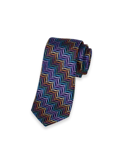 Paul Fredrick Herringbone Woven Silk Tie In Multi