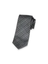 Paul Fredrick Houndstooth Plaid Woven Silk Tie In Black