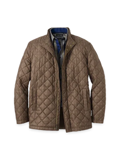 Paul Fredrick Houndstooth Quilted Jacket In Brown