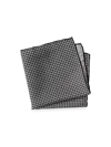 Paul Fredrick Houndstooth Silk Pocket Square In Black