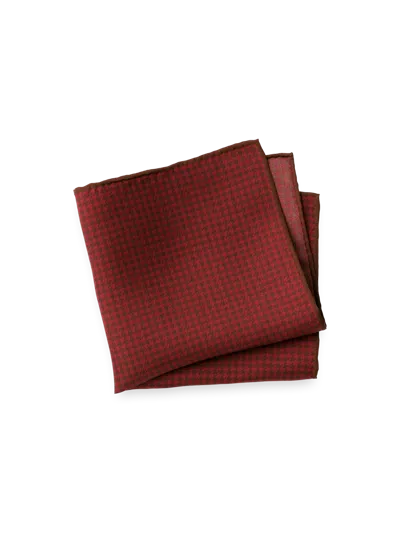 Paul Fredrick Houndstooth Silk Pocket Square In Red