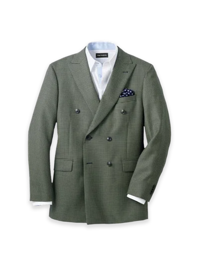 Paul Fredrick Houndstooth Wool Double Breasted Peak Lapel Suit Jacket In Multi