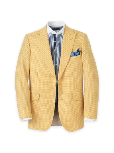 Paul Fredrick Houndstooth Wool Single Breasted Peak Lapel Sport Coat In Brown