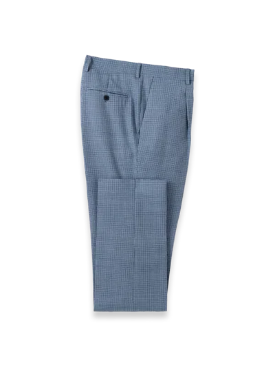 Paul Fredrick Houndstooth Wool Single Pleat Suit Pants In Blue