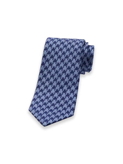 Paul Fredrick Houndstooth Woven Silk Tie In Blue