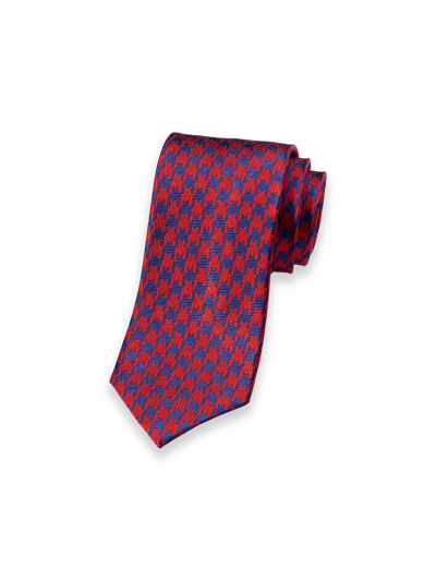 Paul Fredrick Houndstooth Woven Silk Tie In Red