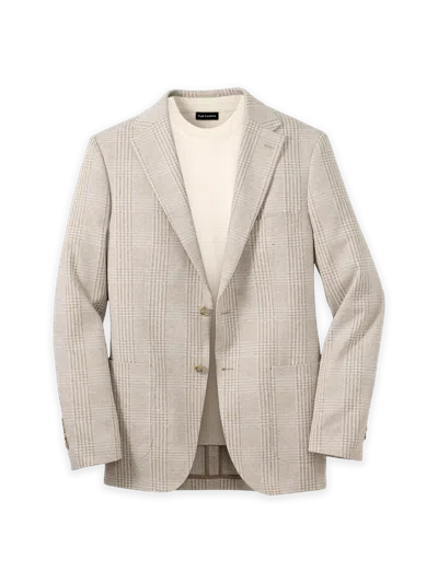 Paul Fredrick Knit Soft Touch Single Breasted Notch Lapel Sport Coat In Neutral