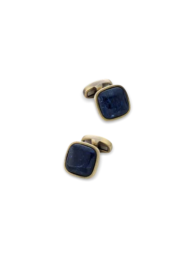 Paul Fredrick Lapis Stone Cufflinks In Gold