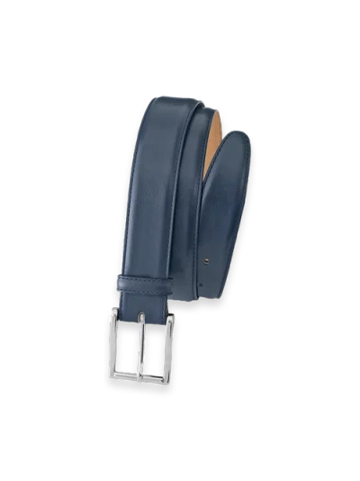 Paul Fredrick Leather Belt With Changeable Buckle In Blue