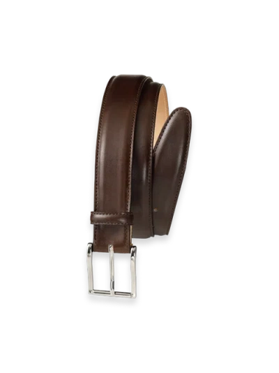 Paul Fredrick Leather Belt With Changeable Buckle In Brown