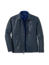 Paul Fredrick Leather Bomber Jacket In Blue