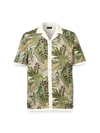 Paul Fredrick Linen Blend Button Front Camp Collar In Green