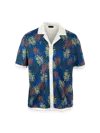 Paul Fredrick Linen Blend Button Front Camp Collar In Multi