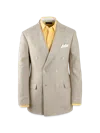 Paul Fredrick Linen Blend Plaid Double Breasted Peak Lapel Suit Jacket In Multi